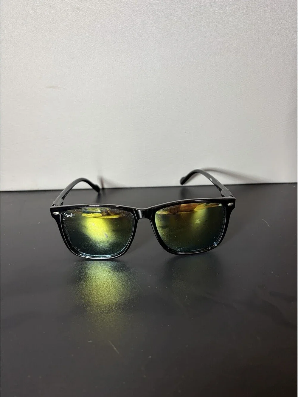 RAY BAN Wayfarer Style Sunglasses W/ Yellow Mirrored Lens